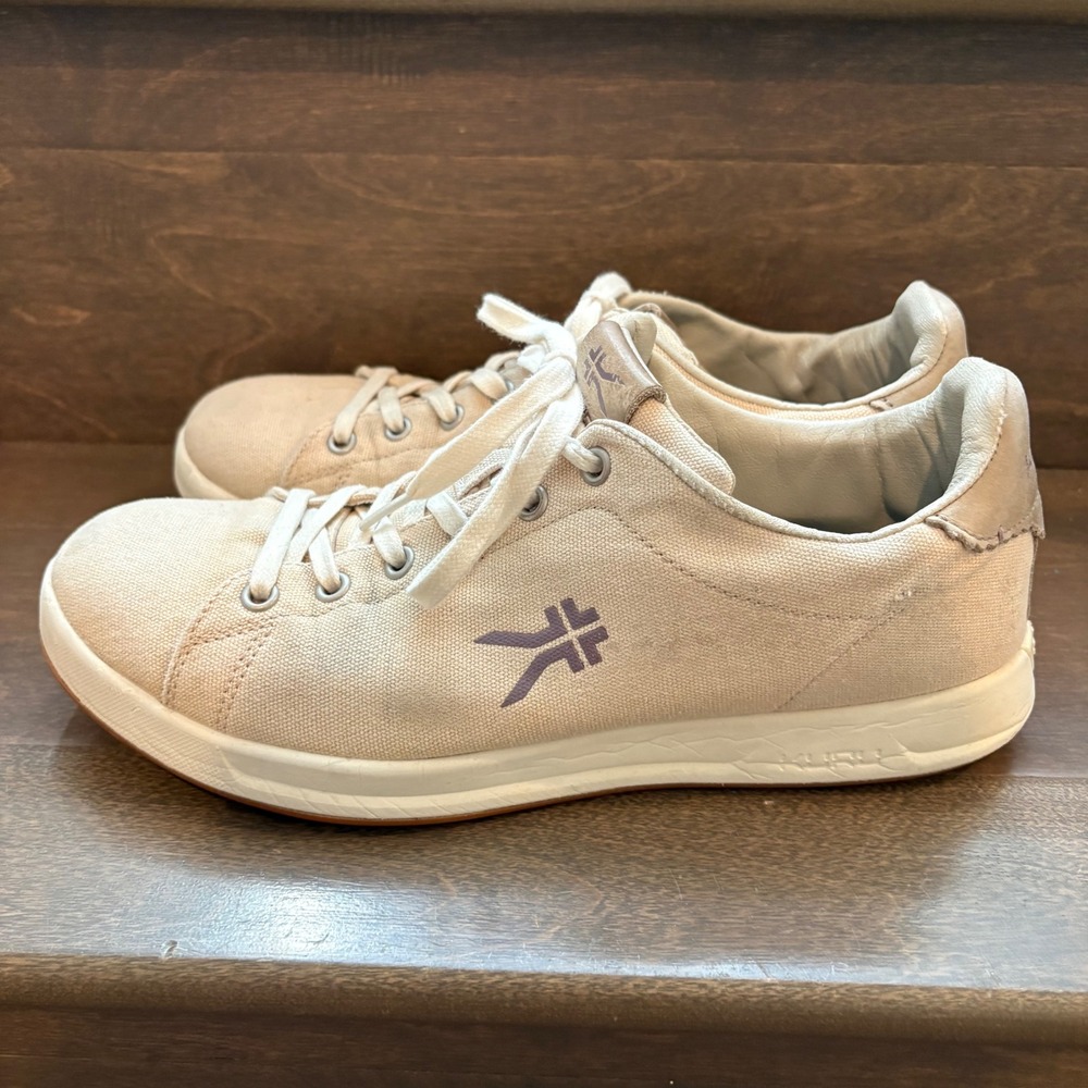 KURU Womens‎ 10.5 Medium Beige Canvas Walking Shoes Lace Up Comfort Orthopedic